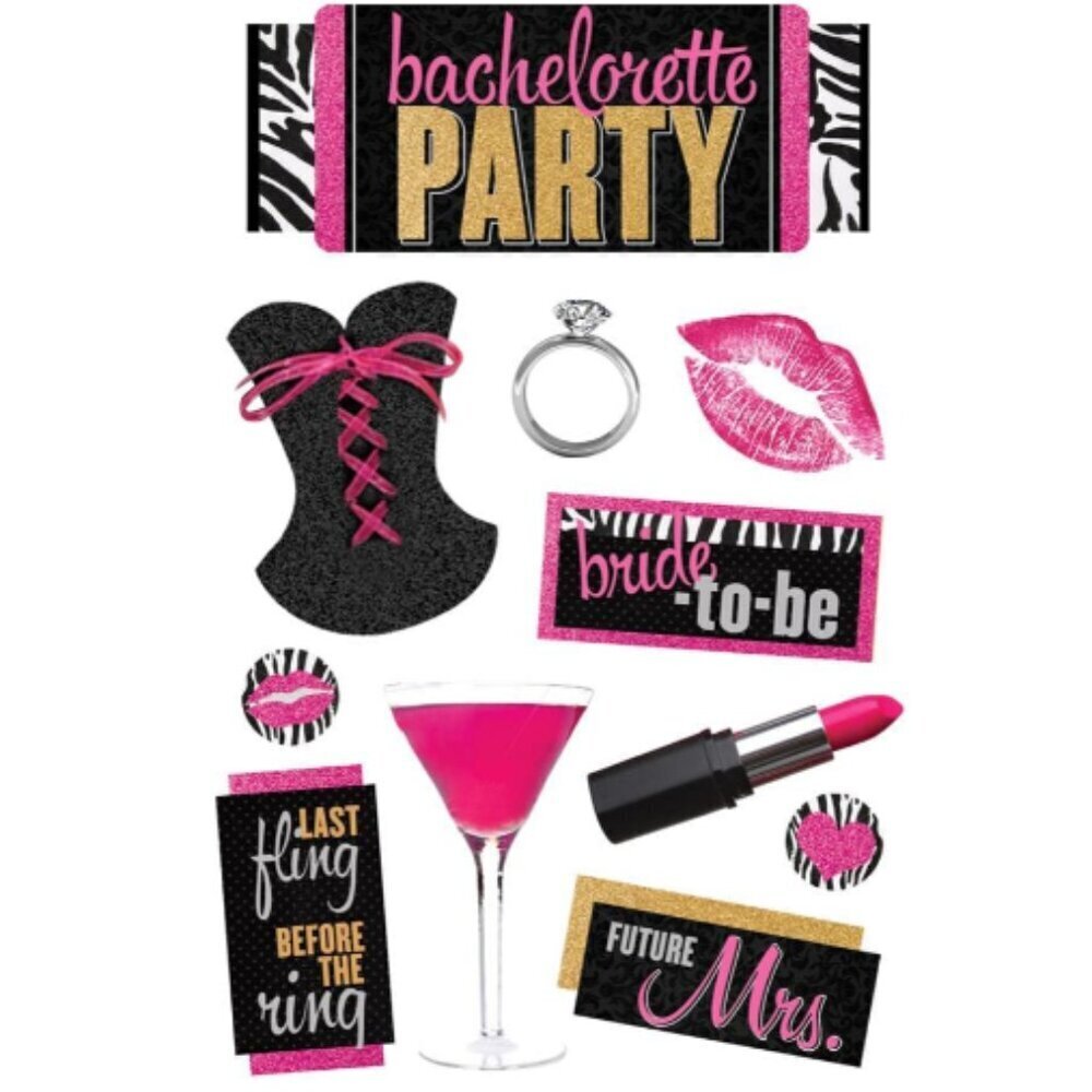 Paper House Scrapbook Stickers - 3D Bachelorette Party - 5 Pack - NWT